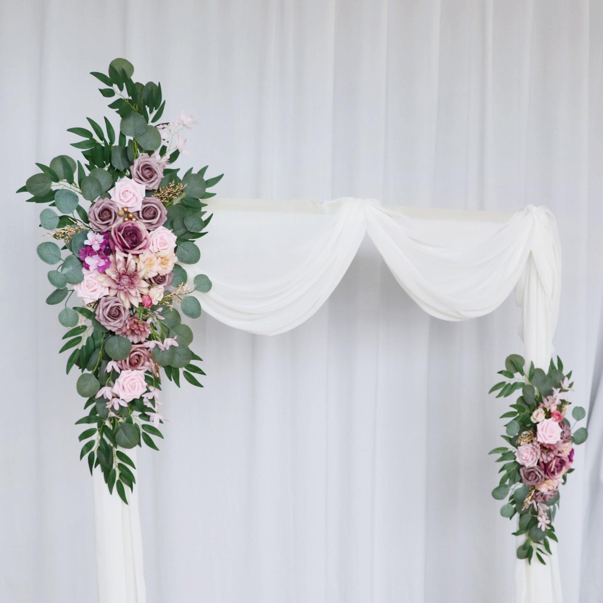 Pink Purple Rose Roses Wedding Arch Hanging Corner Floral Decor